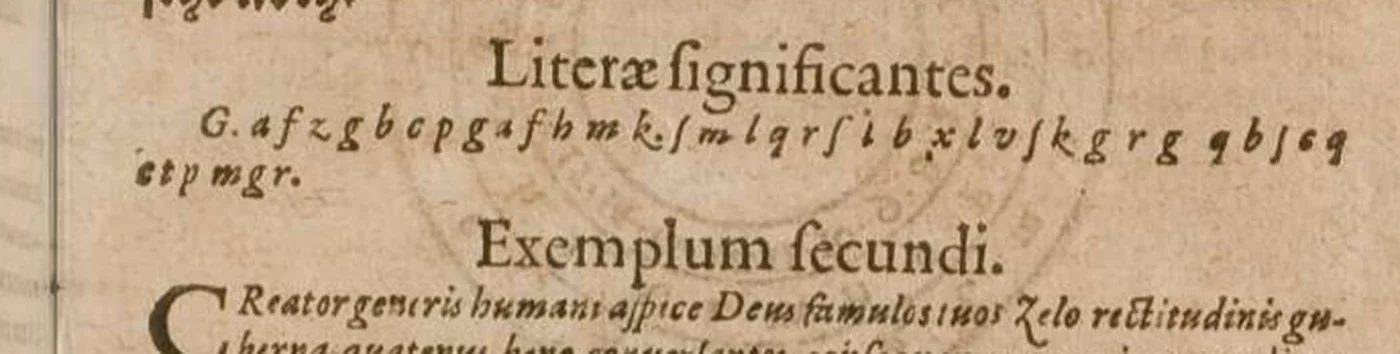 Crop of printed page 251 containing the Modus II alphabet, intention, significant letters, and example